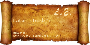 Later Elemér névjegykártya
